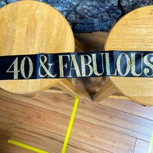 40& Fabulous Black/Gold Glitter Sash